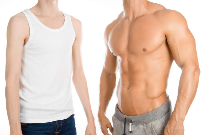スキニー男性とガッチリ男性